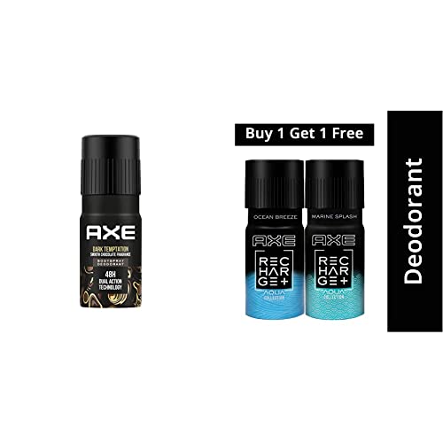 Image of AXE Dark Temptation Deodorant For Men, 150ml & Recharge Marine Splash & Ocean Breeze Deodorant Combo Pack, 150ml With (Pack Of 2)