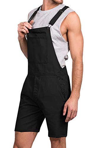 Gtealife Mens Bib Overall Shorts Lightweight Casual Loose Fit Walkshort Jumpsuit Button Hole Rompers
