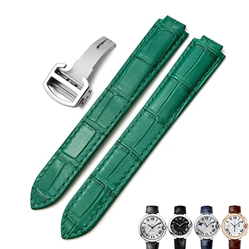 KGFDSGDS Correa de reloj de cuero genuino de 16mm, 18mm, 20mm, correas de reloj con hebilla desplegable en negro, azul y marrón para Cartier Tank Solo Blue Ballon