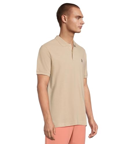 Image of U.S. POLO ASSN. Men Cotton Regular Fit Solid Polo With Small Pony | Two-Button Closure Pique Polo Shirt, Summer Fashion Golf Shirt