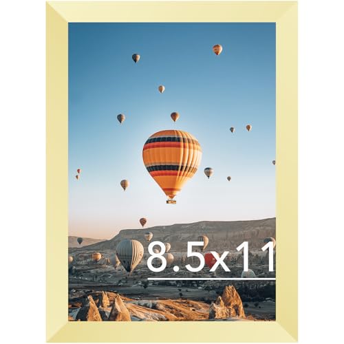 Image of JCJMY 8.5x11 Picture Frame Gold for Wall Hanging or Tabletop, Wall Mounting Horizontally or Vertically, 8.5 x 11 Wall Gallery Poster Photo Frame with Durable Shatter Resistant Plexiglass,Gold