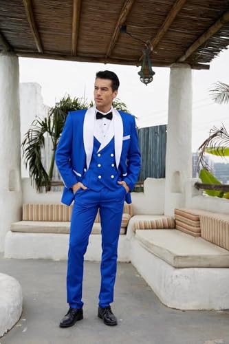 Sxfashbrd Men‘s Suits Slim Fit 3 Piece Vest Pants Set Blazer Jacket Groomsmen One Button Tuxedo Men Jacket for Wedding2