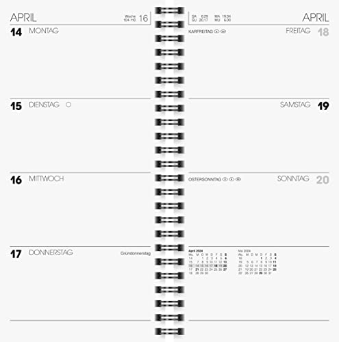 BRUNNEN Weekly calendar model 780 2024, 2 pages = 1 week, sheet size 10 x 20.7 cm, red - Image 2