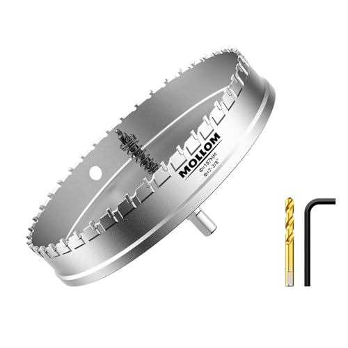 Mollom 7-3/8" (187mm) Heavy Duty Carbide Hole Saw with 2 Pilot Bits