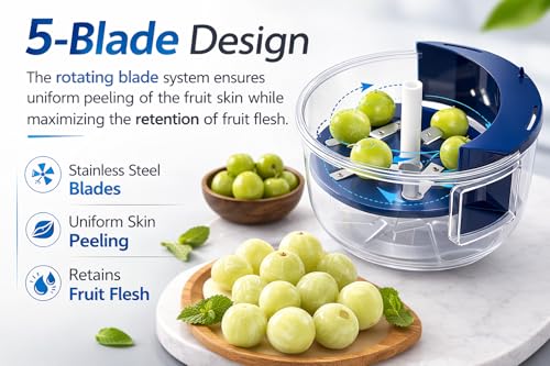 Image of Rechargeable Garlic Peeler Machine | Fruit & Vegetable Peeling | Gift for Wedding & Housewarming | Used for Cherry Tomato Amla, Potato | 50W, 5 Blade Design | Skin Remover for Home Kitchen
