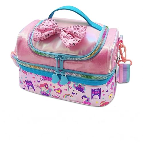 Image of Kids Double Decker Cooler Insulated Lunch Bag Large Tote for Boys, Girls, Men, Women, with Adjustable Strap (DBL-BAG-BOW-55)