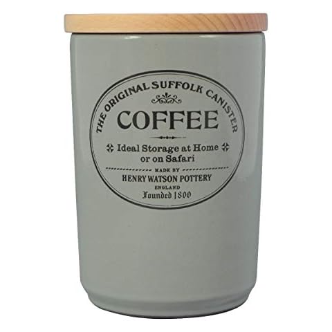 Henry Watson - Airtight Coffee Canister - Dove Grey, Made in England - 11cm x 16cm The Original Suffolk Collection Cover