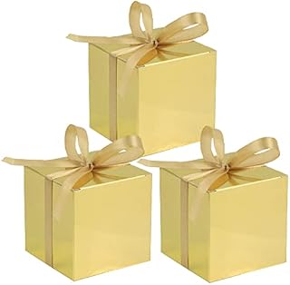 Allbusky 50PCS Square Paper Candy Boxes, Sweet Wedding Favour Boxes, DIY Party Gift Bags, Christmas Party Gift Boxes, Xmas Party Favour Boxes, Xmas Paper Candy Boxes, Party Packs Party Decorations