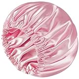 Doitory Bonnet for Sleeping Women & Men, Double Layer Silk Bonnet, Soft Satin Lined Hair Bonnets Sleep Shower Cap for Natural & Curly Hair(Pink)