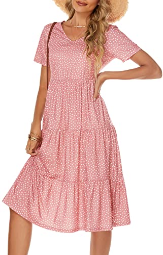 Image of Berydress Women's Casual Summer Tiered Midi Dress 2026 V Neck Boho Sundress