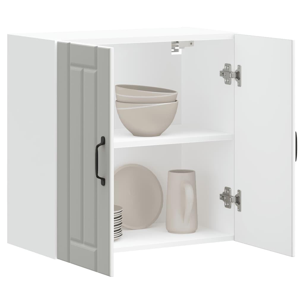 Armadietto da cucina Lucca bianco in legno con ante in vetro, 60 x 31 x 60 cm, spazio e montaggio a parete, per ordine in cucina, sala da pranzo, dispensa, salvaspazio e facile da pulire