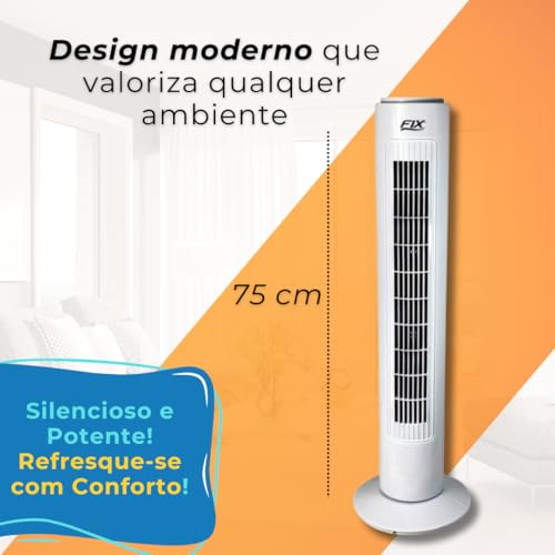 Ventilador Circulador de Ar Coluna em Torre 220V Silencioso 3 Velocidades 40W, Design Moderno e Comp