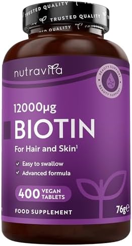 Nutravita Biotin Hair Growth Supplement 12,000mcg – 400 Vegan Tab...