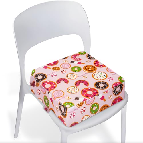 Image of Toddler Booster Seat for Dining Table, Portable Booster Seat for Kitchen Chair, 4 Inch High-Density Foam Cushion with Adjustable Safety Straps and Non-Slip Bottom, Perfect for Kids Travel and Daily