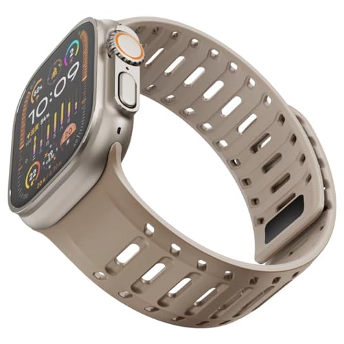 SINGEAR Silicone Loop Band for Apple Watch Series 1/2/3/4/5/6/7/8/9/10/SE/Ultra 1/2, Double Lock Sport Strap with Buckle Pin & Magnetic Adsorption for iWatch 42/44/45/46/49mm