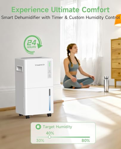 Trazico Dehumidifier 1500 Sq Ft Basement Dehumidifier, 21 Pint Dehumidifiers for Home, Large Room with Drain Hose, Smart Humidity Control, 3 Modes - Image 6