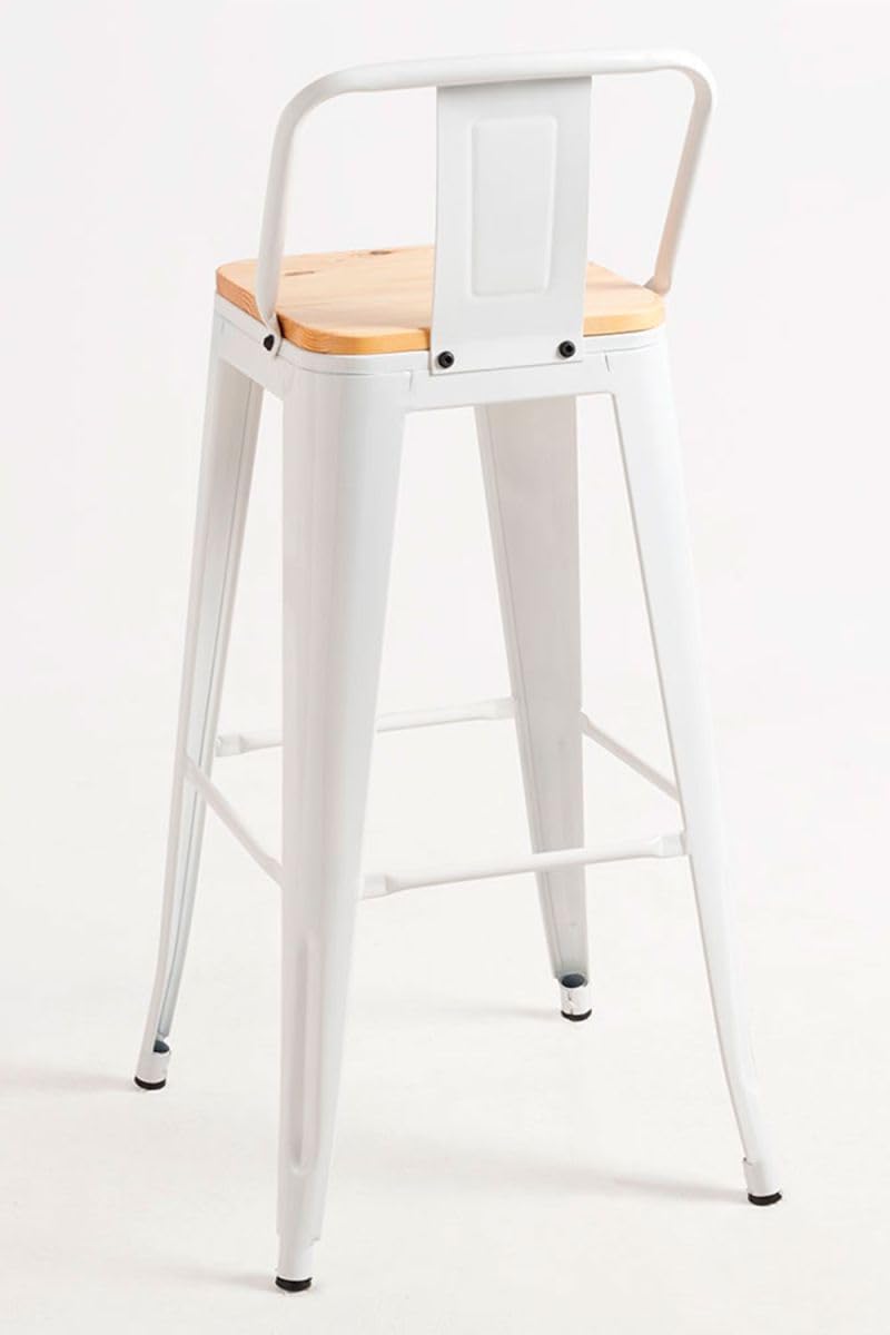 Regalos Miguel - Taburete Torix Respaldo Madera Natural 95 cm - Blanco