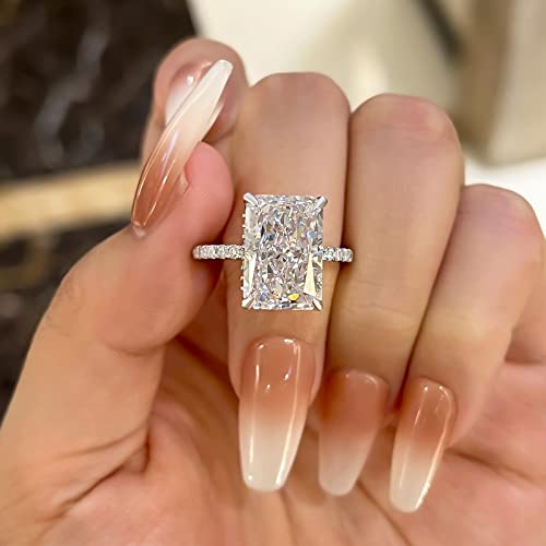 Effinny 7.0 Carat Radiant Cut Engagement Ring,Simulated Diamond White Sapphire Promise Ring For Women In 925 Sterling Silver(Size:7) #TOP2