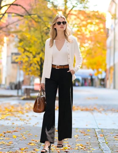 GRACE KARIN Women's Lightweight Fall Cardigan, Long Sleeve Knit Crop Sweater Trendy, Button Open Front Crewneck Jacket4