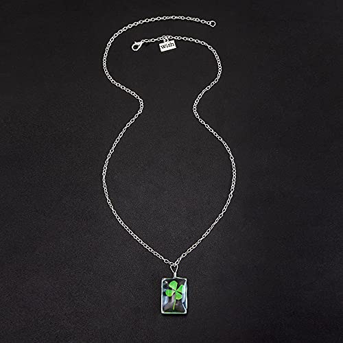 Yocoyee Dried Leaves Lucky 4-Leaf Clover Sunflower Pendant Necklace St. Patrick's Day Square round Glass Love and Luck Plant Jewelry for WomenGift - Image 5