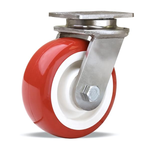 S-ENS-5NFZ Hamilton Endurance Stainless Steel Swivel Caster – 5" x 2" Poly-Tech Wheel with 3/4" Delrin Bearing – Premium Industrial Quality