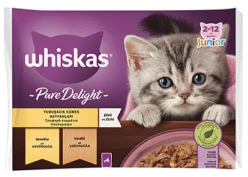 Whiskas Pouch Pure Delight Jöle İçinde Tavuklu ve Hindili Yavru Kedi Konservesi 4x85 Gr