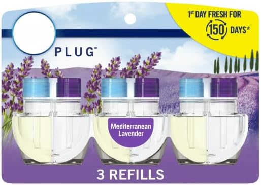 F.e.b.r.e.z.e Plug in Air Fresheners, Mediterranean Lavender, Odor Eliminator for Strong Odors, Scented Oil Refill- Pack of 1