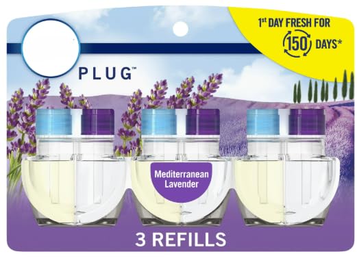 F.e.b.r.e.z.e Plug in Air Fresheners, Mediterranean Lavender, Odor Eliminator for Strong Odors, Scented Oil Refill- Pack of 1