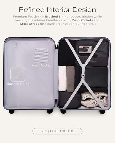 Image of Coolife Luggage, Lightweight PC Hardside Suitcase, Checked-Large 28-Inch
