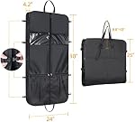 Syeeiex 50" Sacs de vêtements portables, Sacs pliables de vêtements de suspension pour les voyages avec 6 Poches, Sac de voyage en tissu Oxford Durable, Noir