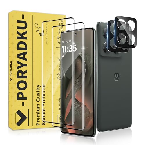 JavoYion 2+2 Pack for Motorola Edge 2025 Screen Protector and Camera Protectors Fingerprint Support Case Friendly Bubble-Free 9H Hardness Glass for Edge 2025