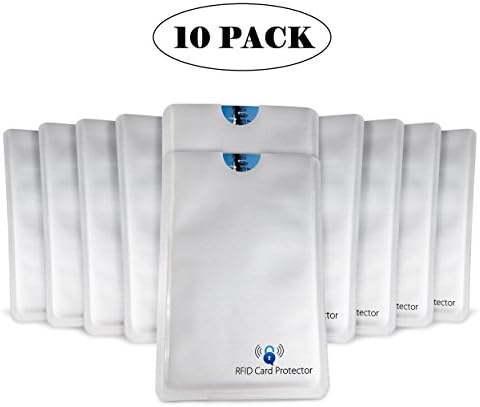 RFID Blocking Sleeves (10 Credit Card Protectors) Prevent Identity and Credit Card Skimming by NFC or RFID Scanners, Credit Card Readers. Designed for Men and Women Wallets, Great for Travelers