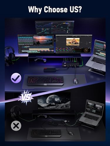 Lemorele 13-in-1 USB-C Docking Station, Triple Monitor Dock, DP 1.2 & 2×HDMI 2.0 4K@60Hz, DP DSC for 4K@30 Triple Display, 100W PD, Gigabit Ethernet, USB 3.0/2.0, SD/TF, Audio, for Windows Laptops — view 7
