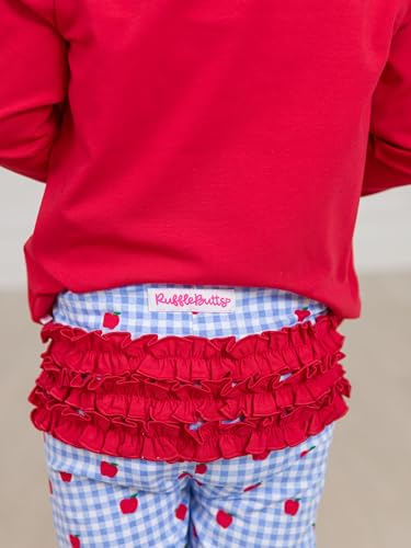 Image of RuffleButts Toddler Girl Merry & Bright Ruffle Leggings - Ankle Leggings | 75% Cotton 23% Spandex 2% Elastane, Breathable Lightweight, Elastic Waistband, Signature Rear Detail To 4T, Machine Washable