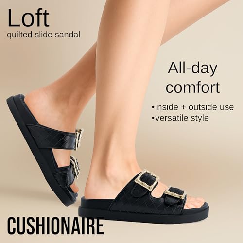 CUSHIONAIRE Loft Women's Quilted Slide Sandal With Cushioned Footbed and Adjustable Buckles2