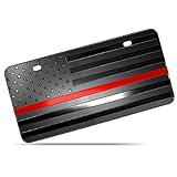 Zone Tech Tactical USA Flag License Auto Car Tag Plate with Thin Red Line- Premium Quality Thick...