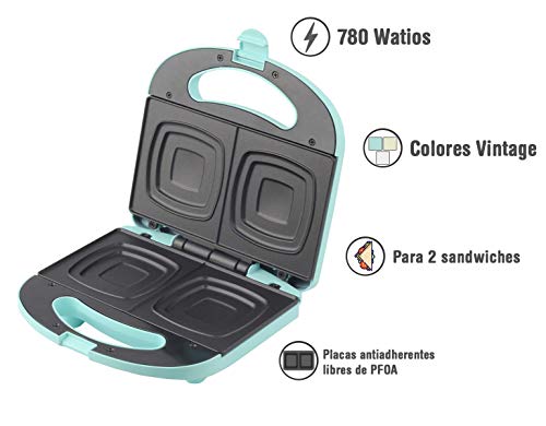 Bastilipo-SW-780-V-Sandwichera-Electrica-para-2-Sandwiches-SW-780V-con-Molde-Cuadrado-780-W-Aluminio-Plastico-Verde-Agua