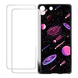 UOGNADGD Compatible with Sony Xperia M5 Case Colorful Custom Cover with 2 Pack Tempered Glass Screen Protectors - Shockproof Scratch-Resistant (Planet)