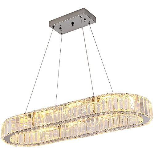 Lustre pendente moderno de cristal grande com luzes de LED, lustres de luxo com lustres LED, lâmpada
