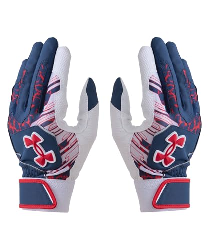 UNDER ARMOUR(アンダーアーマー) UAクリーンアップ バッティンググローブ 6001310(410) ミッドナイトネイビー ホワイト レッド XL（Amazon）
