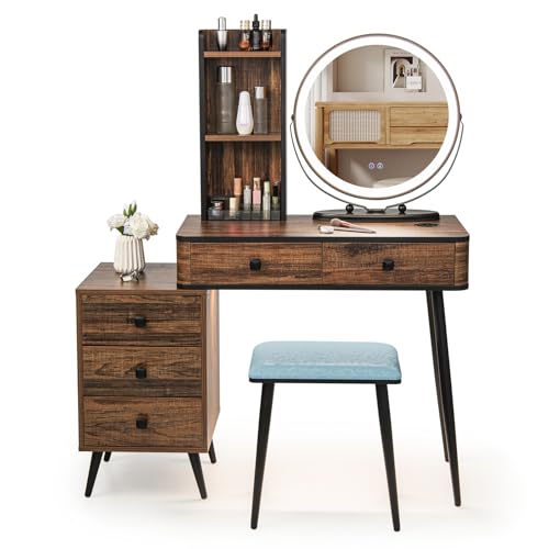Multigot Dressing Table with Mirror and Stool, Vanity Cosmet