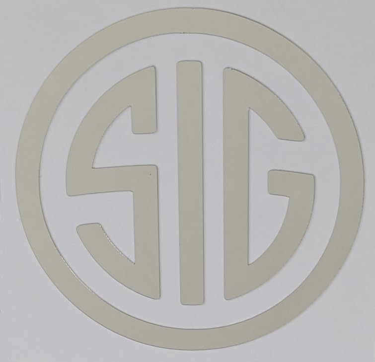Image of SIG Decal - Smaller Size (Chrome, 2 X 2 Inches) - Vinyl Car Bumper Sticker, Gun, Truck, Window, Motorcycle, Helmet, Bumper, Laptop