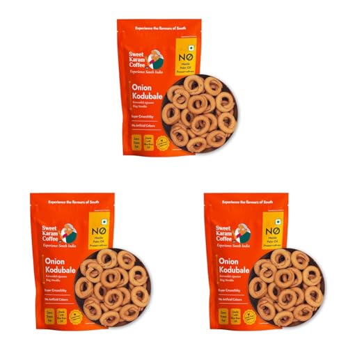 Image of Sweet Karam Coffee Onion Kodubale (Ring Murukku) - 200grams | No Maida, Palm Oil or Preservatives | Authentic South Indian Chakli Snack | Crispy Tea-Time Namkeen | Homemade & Flavorful Recipe