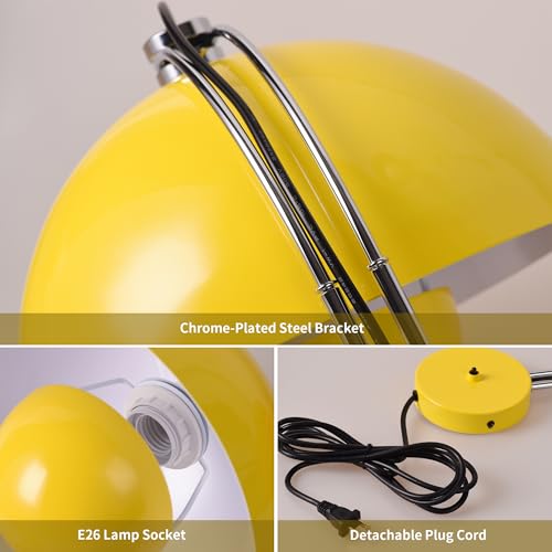 Image of Mid-Century Modern Bud Plug in Wall Sconces for Bedroom, Lemon Yellow | Indirect lighting reading wall lamp, all-metal construction, plug-in or hardwired install, fits bedroom bedside, living room