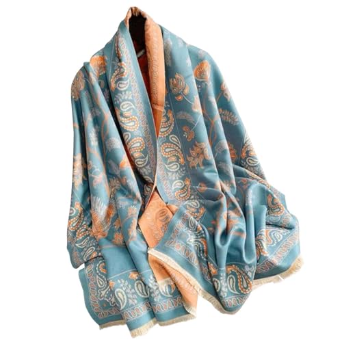 Reversible Pashmina Scarf for Women Jacquard Shawl Wrap Scarves Wool Soft Long Ethnic Style Paisley Shawl Scarves
