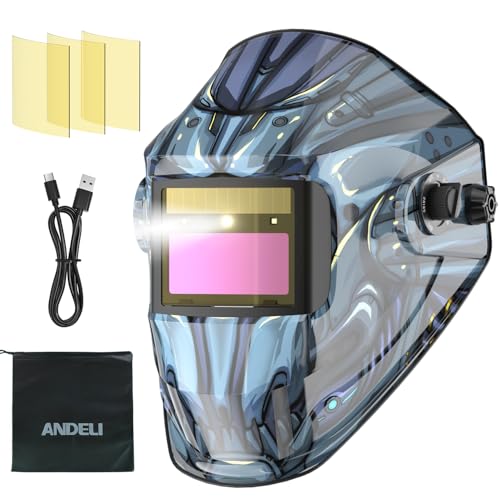 Image of ANDELI Auto Darkening Welding Helmet with Intelligent Light -Full Digital Filter,Rechargeable Battery True Color Welding Mask Hood, Wide Shade 3/5-9/9-13 for Weld CUT GRIND LOCK