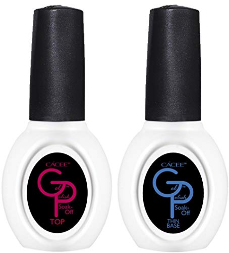 Gel Nail Polish Base & Top Coat Kit (2 x 0.5 oz / 15 ml), High Gloss, Long Lasting Formula, Soak Off, UV & LED Light Compatible, Professional Formula, Made in USA, Gel Nail Polish by Cacee Gel Nail Polish Base & Top Coat Kit (2 x 0.5 oz / 15 ml), High Gloss, Long Lasting Formula, Soak Off, UV & LED Light Compatible, Professional Formula, Made in USA, Gel Nail Polish by Cacee