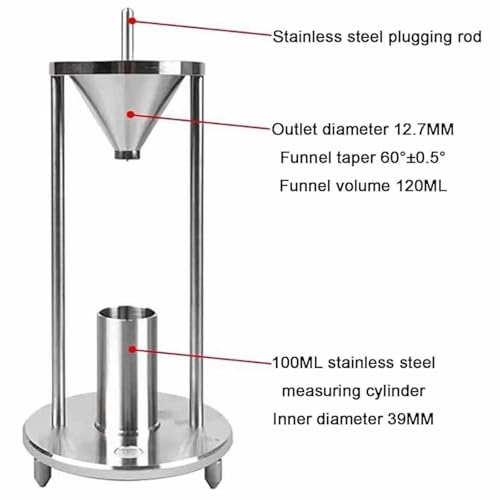 This Natural Stacking Density Meter, Stainless Steel Powder Bulk Density Tester with 100ml Measuring Cup and 12.7mm Funnel Aperture, 60° Taper