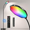 Floor Lamp, 18W Bright LED Floor Lamps for Living Room with Diamond-Surface, Stepless Adjustable Colors & Dimmer Standing Lamp with Timer, Remote & Touch Control, Reading Lights for Bedroom, Office