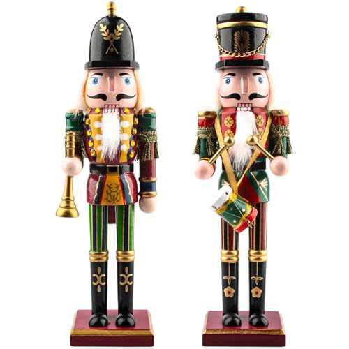 TCRZHHRX Nussknacker aus Kiefernholz, 2er Set Weihnachtssoldaten...